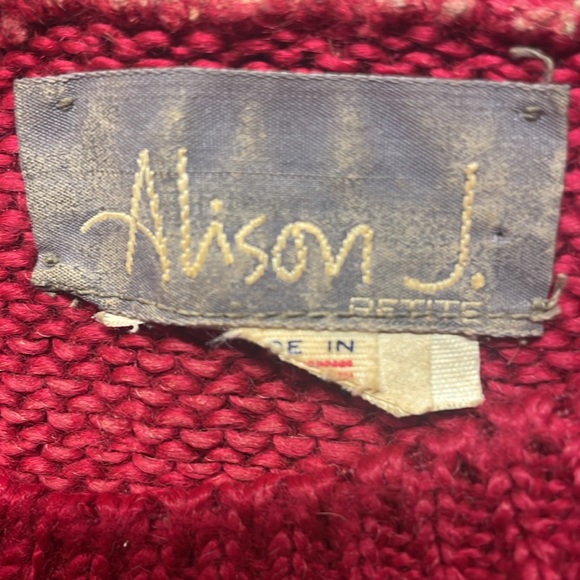 Vintage Alison J Burgundy red pull over cable knit sweater women’s petite P - Picture 7 of 7